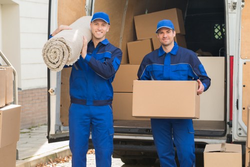 Seasonal furniture and packed boxes prepared for local storage